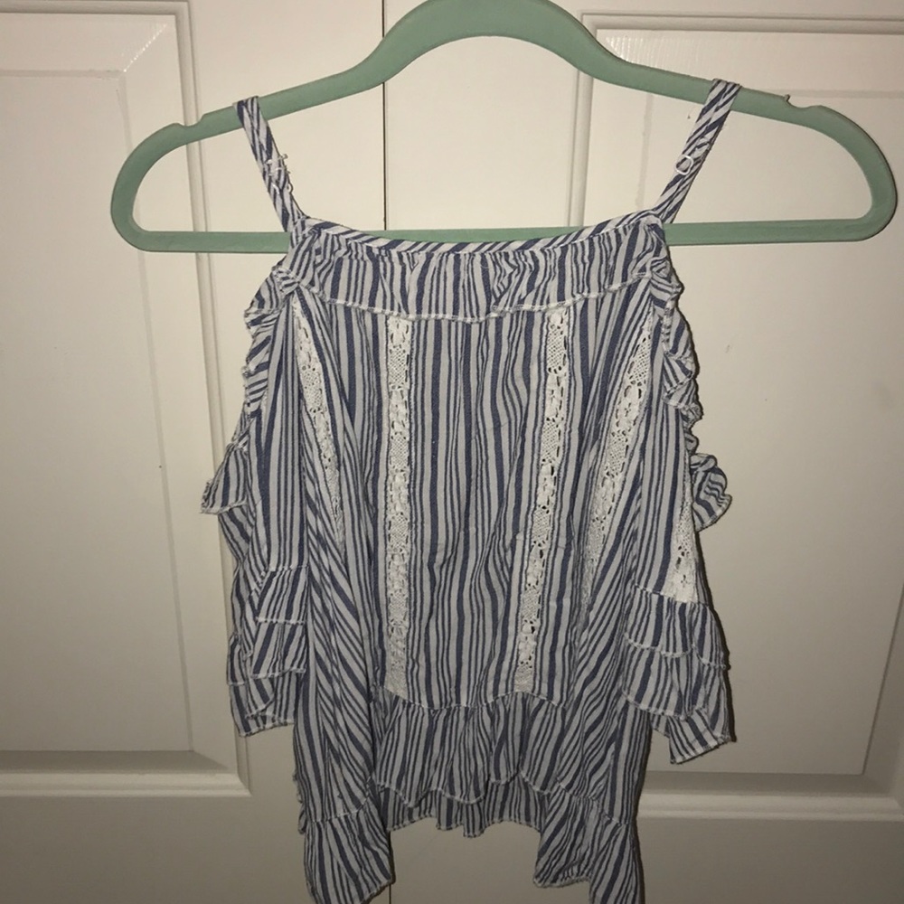 Blue and White Striped Blouse